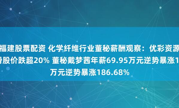 福建股票配资 化学纤维行业董秘薪酬观察：优彩资源业绩下滑股价跌超20% 董秘戴梦茜年薪69.95万元逆势暴涨186.68%